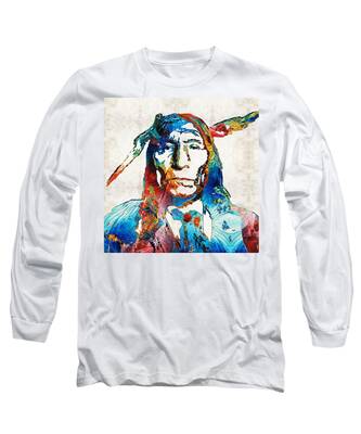 Native American Indian Girl Smoking Pipe Chief Smoke Long Sleeve T-Shirt